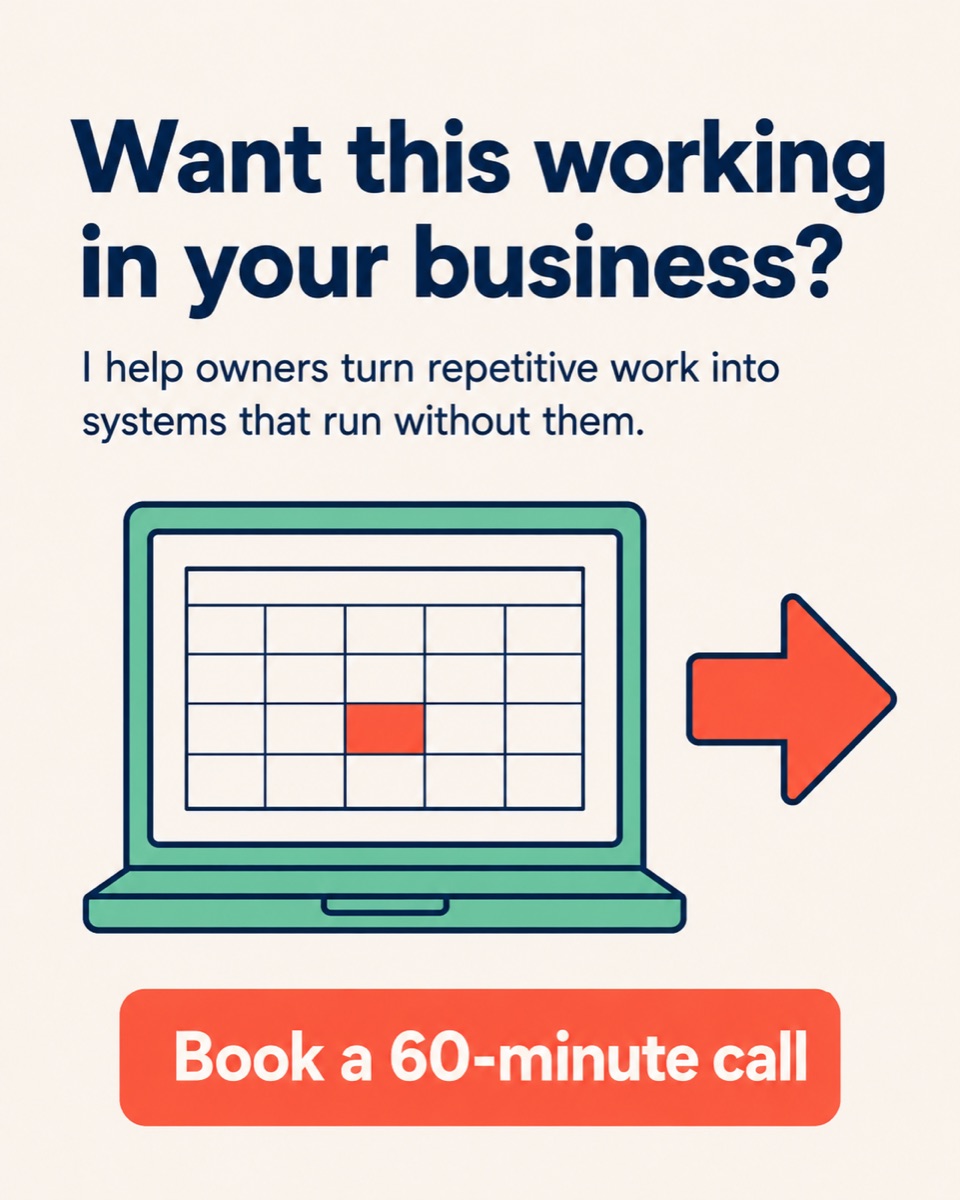Want this working in your business? I help owners turn repetitive work into systems that run without them.